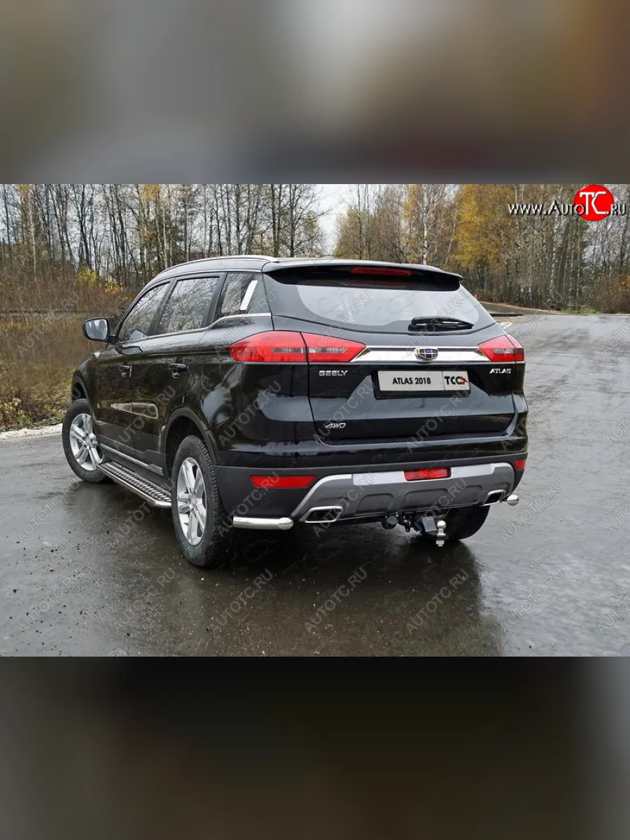 Защита заднего бампера (уголки, d60,3 мм) TCC Geely Atlas NL3 (2016-2022)  с доставкой в г. Пермь