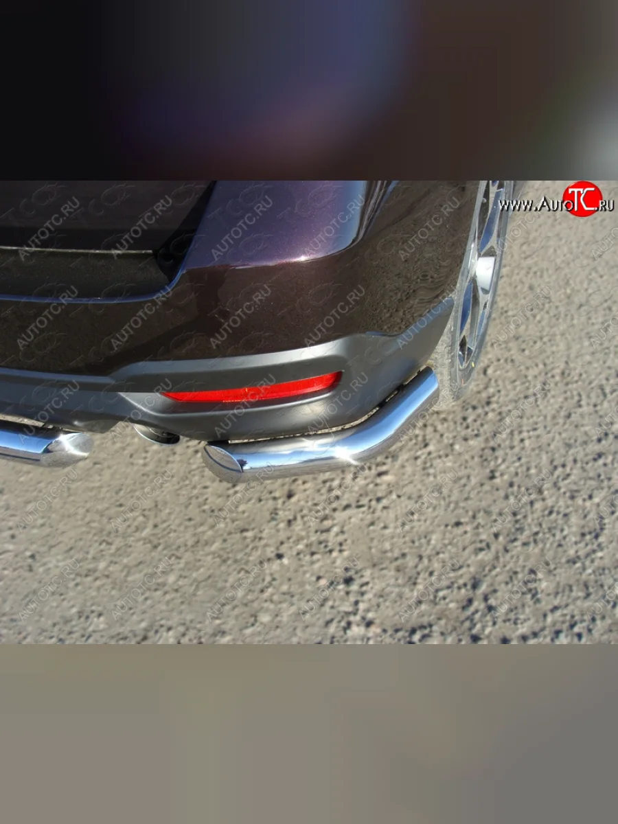 Защита заднего бампера (под брызговики, уголки, d60,3 мм) TCC Subaru Forester SJ дорестайлинг (2012-2016)  в Керчи Республика Крым
