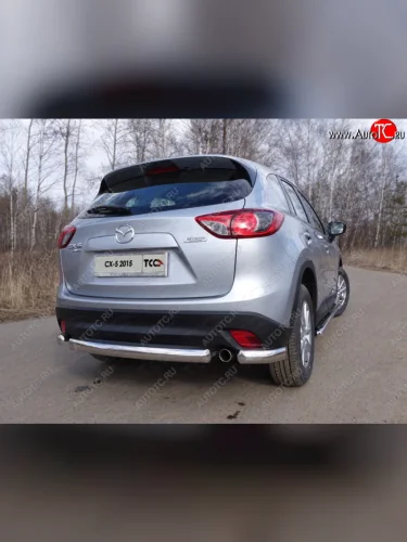 Защита заднего бампера (уголки, d75х42 мм) TCC Mazda CX-5  KE (2015-2017) рестайлинг