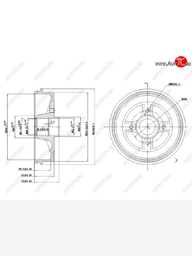 Барабан тормозной передний (ступица d=52мм) SAT  Renault Logan 1 дорестайлинг (2004-2010)
