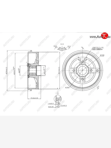 Барабан тормозной передний (ступица d=55мм) ST-169-0028, st1690028 SAT  Renault Logan  1 (2010-2016), Renault Sandero  (B8) (2014-2018), Лада ВАЗ XRAY (2016-2022)