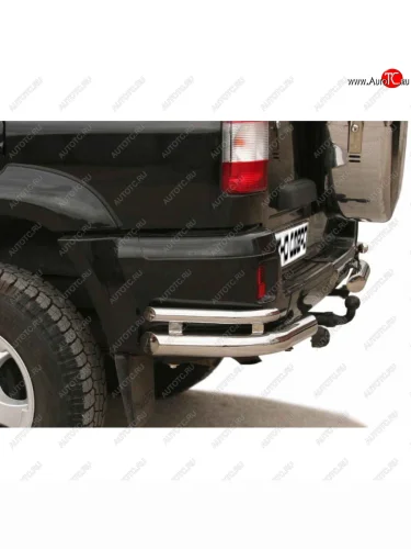 Защита заднего бампера (Уголки двойные d 63.5) Техно Сфера УАЗ ПАТРИОТ (нержавейка) Уаз Патриот ( 3163 5 дв.,  Карго,  23632,  Спорт,  3163 5-дв.) (2005-2025) дорестайлинг, дорестайлинг пикап, 1 рестайлинг пикап, 1-ый рестайлинг, рестайлинг 1, 2-ой рестайлинг пикап, 2-ой рестайлинг, рестайлинг 2