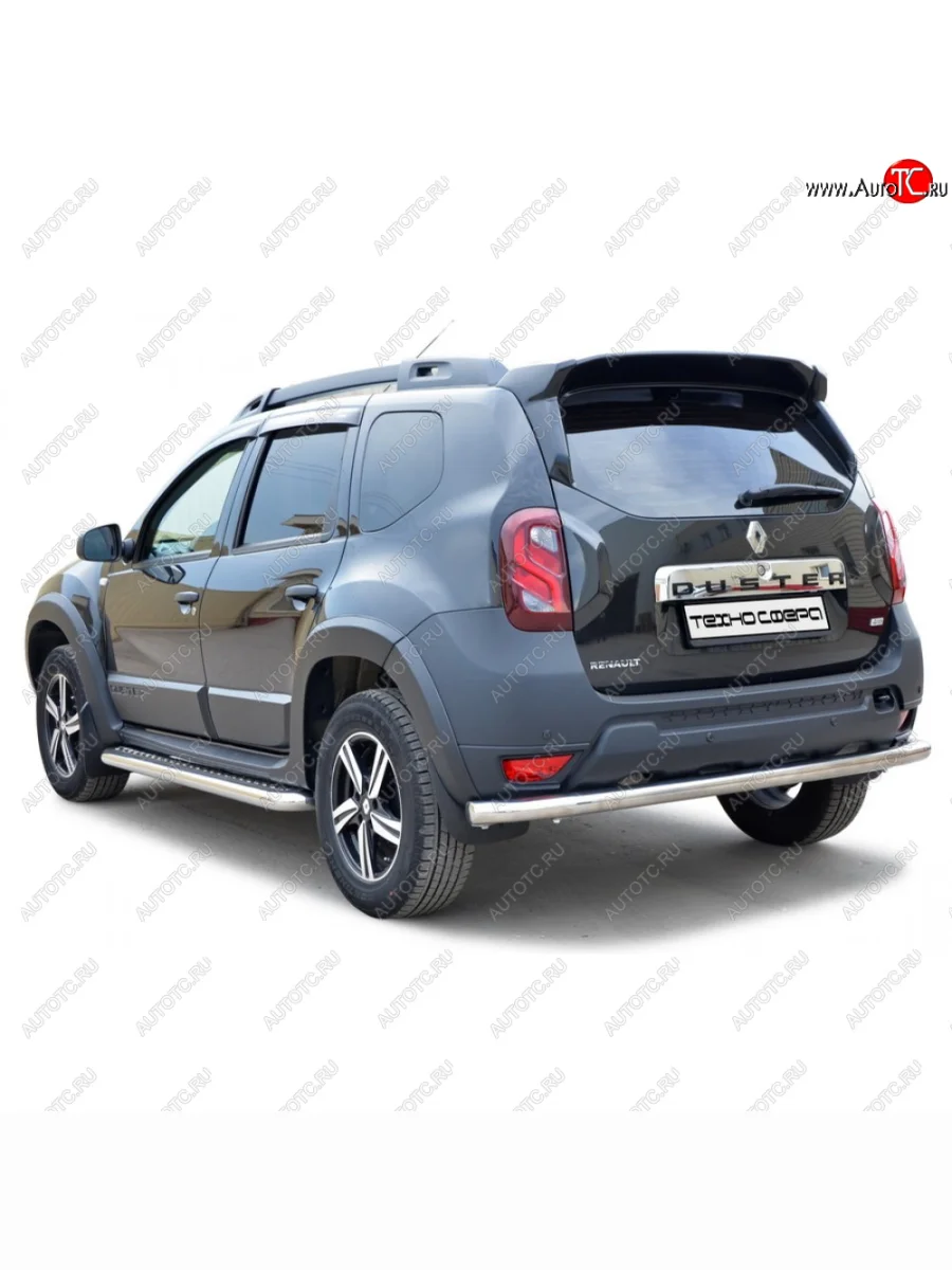 Защита заднего бампера нержавейка (труба) d63.5, Техно Сфера  Renault Duster (2010-2024) HS, HM (нержавейка)  с доставкой в г. Керчь