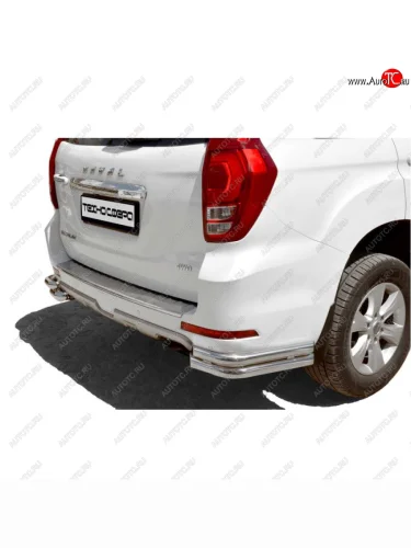 Защита заднего бампера с полимерным покрытием (уголки двойные) d63.5, Техно Сфера (крашенная) Haval H9 (2015-2021) дорестайлинг, 1-ый рестайлинг, 2-ой рестайлинг