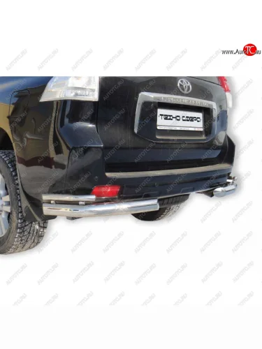 Защита заднего бампера нержавейка d76 (Уголки двойные), Техно Сфера (нержавейка) Toyota Land Cruiser Prado  J150 (2009-2025) дорестайлинг, 1-ый рестайлинг, 2-ой рестайлинг, 3-ий рестайлинг