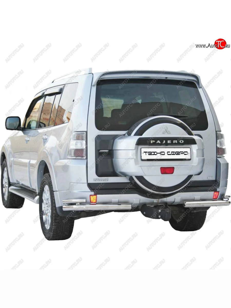 Защита заднего бампера нержавейка d63.5 (Уголки двойные), Техно Сфера  Mitsubishi Pajero (2006-2020) 4 V90, 4 V80 (нержавейка)  с доставкой в г. Керчь