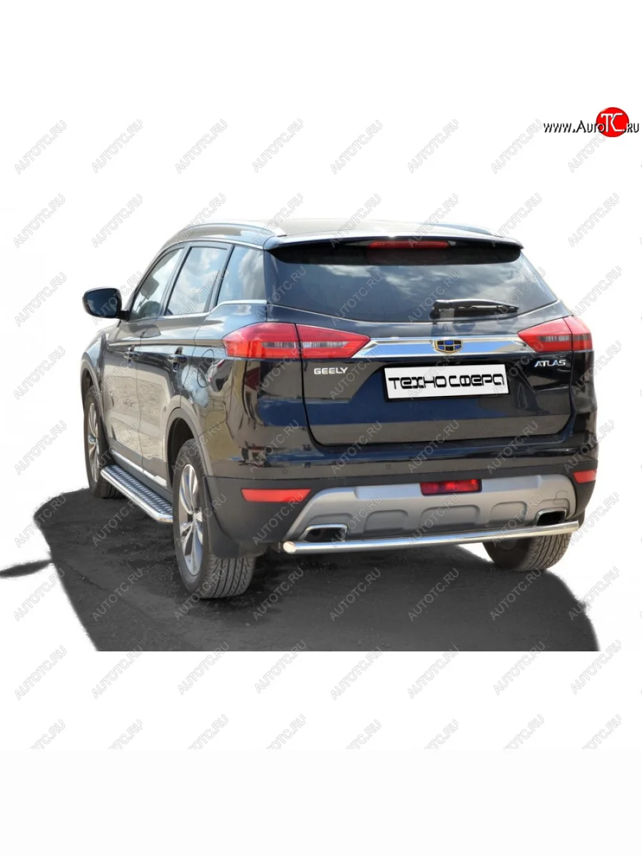 Защита заднего бампера нержавейка d51 (труба), Техно Сфера  Geely Atlas (2016-2022) NL3 (нержавейка)  с доставкой в г. Керчь