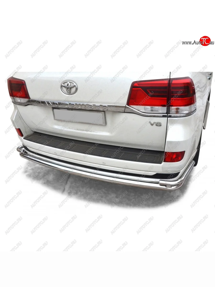 Защита заднего бампера нержавейка (труба с уголками) d76, Техно Сфера Toyota Land Cruiser 200 1-ый рестайлинг (2012-2015) (нержавейка)  в Самаре Самарской области