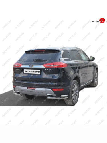 Защита заднего бампера с полимерным покрытием (уголки двойные) d5140, Техно Сфера (Крашенная) Geely Atlas  NL3 (2016-2022)