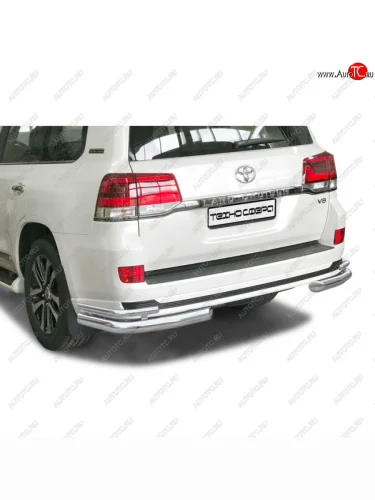 Защита заднего бампера нержавейка (уголки двойные) d76, Техно Сфера (нержавейка) Toyota Land Cruiser  200 (2007-2021) дорестайлинг, 1-ый рестайлинг, 2-ой рестайлинг