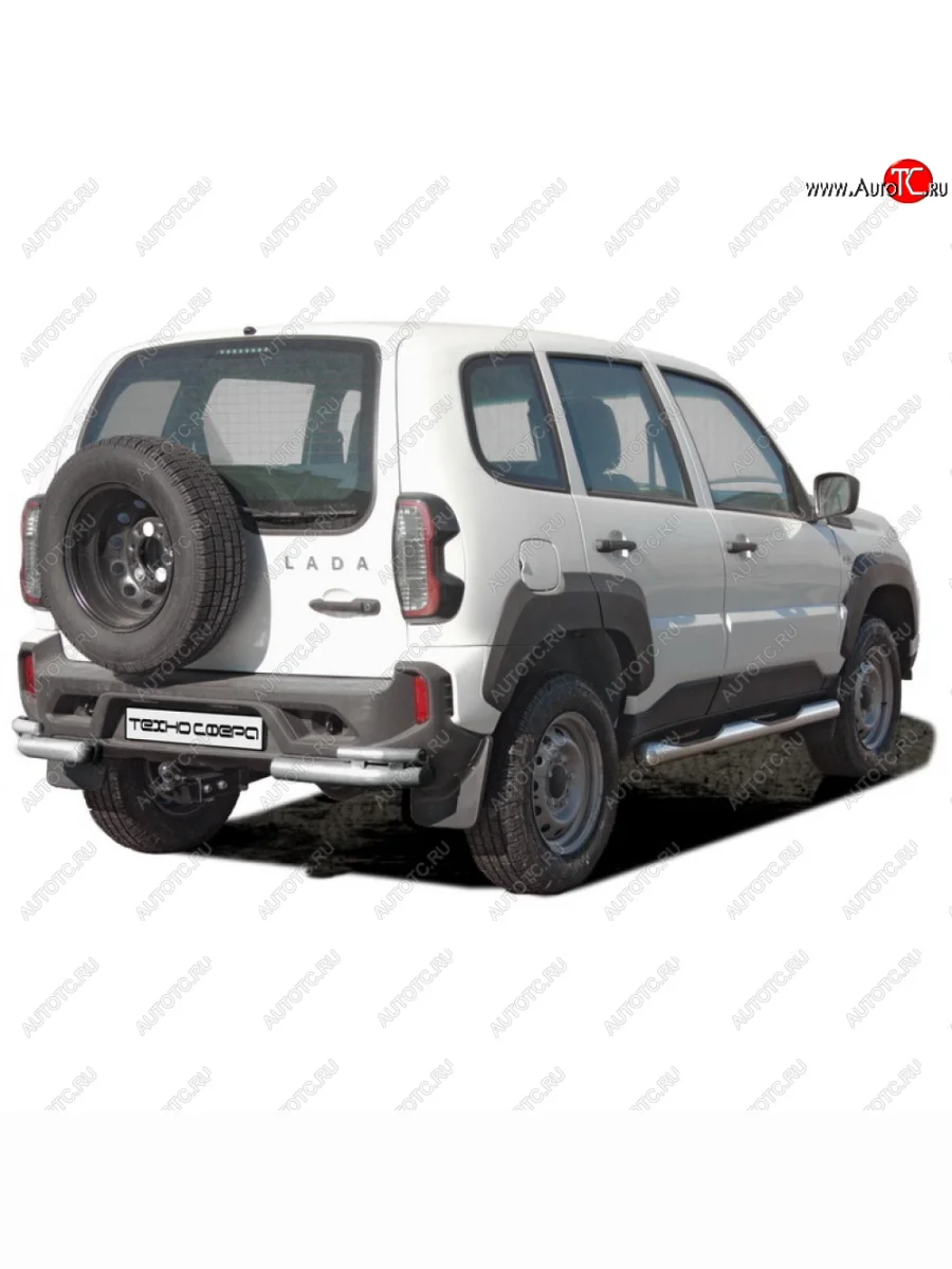 Защита заднего бампера d63.5 (уголки двойные люкс), Техно Сфера  Лада ВАЗ Нива Трэвел (2021-2025)  с доставкой в г. Пермь
