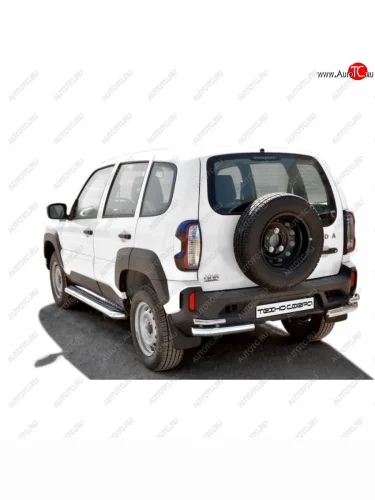 Защита заднего бампера нержавейка d63.5 (Уголки двойные Люкс), Техно Сфера (нержавейка) Лада ВАЗ Нива Трэвел (2021-2025) (212300-80)