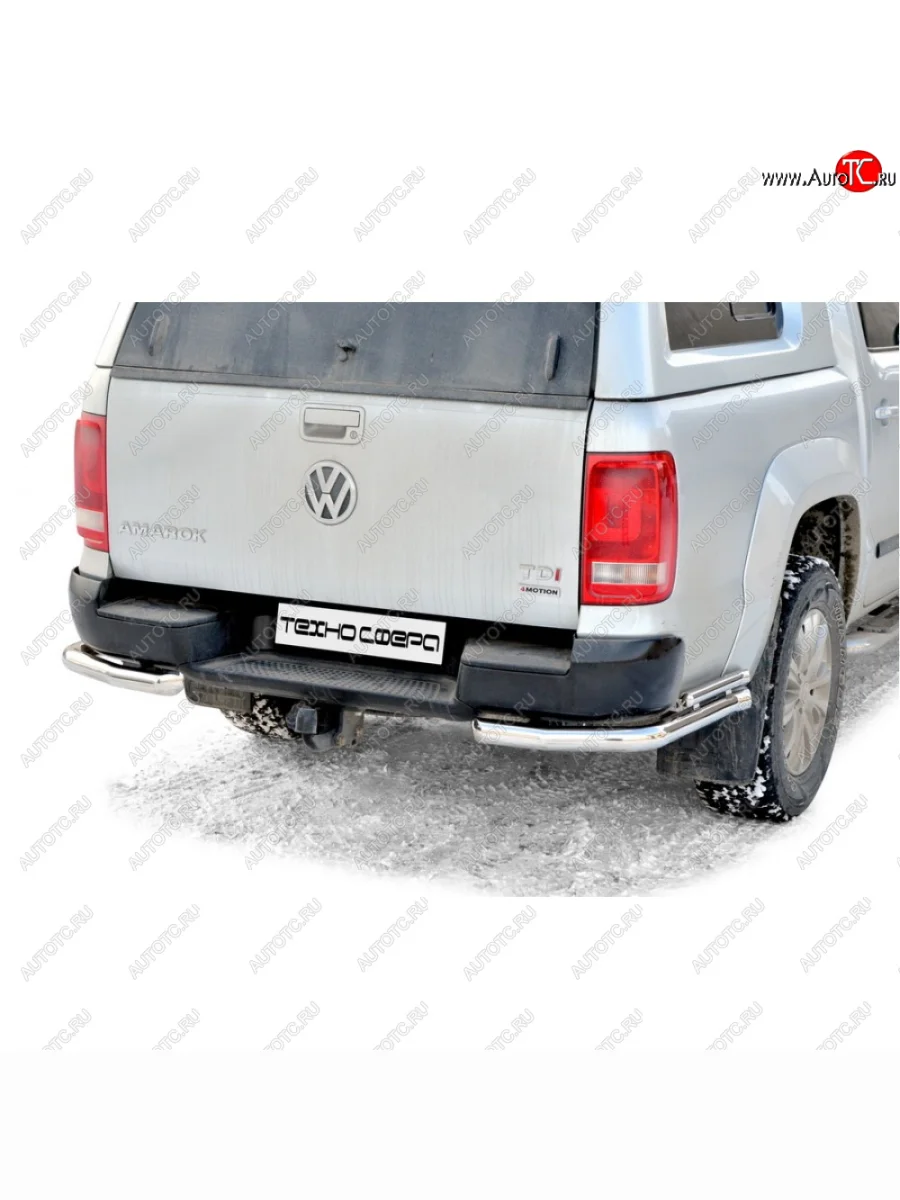 Защита заднего бампера d63.5 (уголки двойные), Техно Сфера  Volkswagen Amarok (2009-2022)  с доставкой в г. Керчь