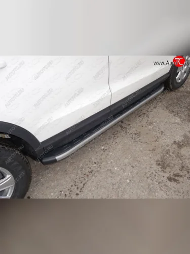 Пороги алюминиевые с пластиковой накладкой ТСС Тюнинг (карбон серый) Audi Q3 8U дорестайлинг (2011-2015)