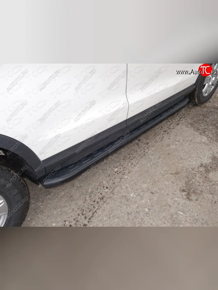 Пороги алюминиевые с пластиковой накладкой ТСС Тюнинг Audi Q3 8U дорестайлинг (2011-2015) (карбон черный)  в Воронеже Воронежской области