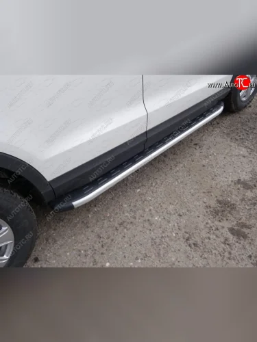 Пороги алюминиевые с пластиковой накладкой ТСС Тюнинг (серый) Audi Q3 8U дорестайлинг (2011-2015)