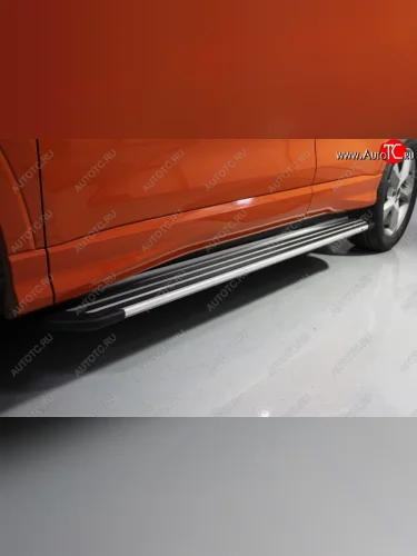 Порожки для ног алюминиевые TCC Tюнинг Slim Line (серебро) Audi Q3 F3 (2018-2022)