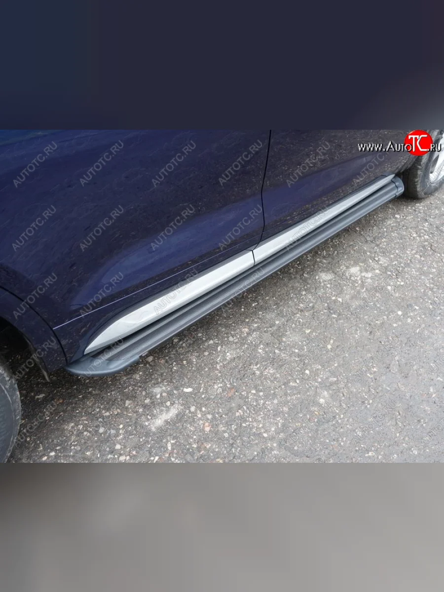 Пороги алюминиевые (без пневмоподвески) Slim Line Audi Q5 FY дорестайлинг (2017-2020) (черные)  в Керчи Республика Крым