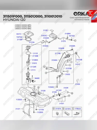 Топливный бак (антикоррозия)сталь Hyundai i20 PB хэтчбэк дорестайлинг (2008-2012)