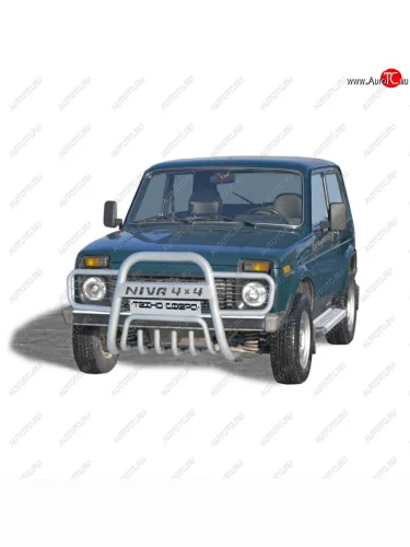 Дуга передняя с прямыми ушами с дополнительной защитой двигателя d63,5, Техно Сфера Лада ВАЗ нива 4х4  2131 (1993-2025) 5 дв. дорестайлинг, Урбан 3 дв. дорестайлинг, Урбан 5 дв. дорестайлинг, 5 дв. 1-ый рестайлинг, Урбан 5 дв. рестайлинг, (Legend) 5 дв. 2-ой рестайлинг