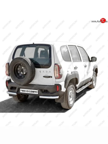 Защита заднего бампера нержавейка Уголки Люкс d63.5, Техно Сфера (Нержавейка) Лада ВАЗ Нива Трэвел (2021-2025) (212300-80)