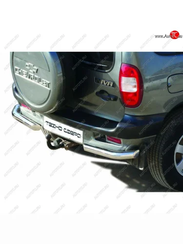 Защита заднего бампера нержавейка Уголки Люкс, цельные, d63.5, Техно Сфера Лада ВАЗ 2123 (Нива Шевроле) (2009-2021) 1 рестайлинг, 2 рестайлинг