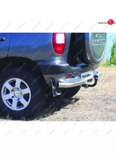 Защита заднего бампера нержавейка Уголки, цельные d63.5, Техно Сфера (Нержавейка) Лада ВАЗ 2123 (Нива Шевроле) (2002-2021) дорестайлинг, 1 рестайлинг, 2 рестайлинг