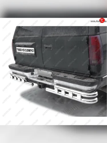 Защита заднего бампера нержавейка Уголки двойные, d63,5, Техно Сфера (Нержавейка) Chevrolet Tahoe ( GMT410,  GMT400,  GMT800,  GMT900,  K2UC,  GMT T1XX) (1995-2022) 3 дв, 5 дв.,  