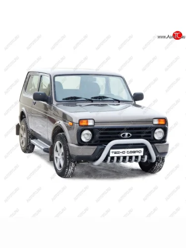 Защита переда Акула с дополнительной защитой d63,5, Техно Сфера Лада ВАЗ нива 4х4 ( 2131,  2121,  2121 (Legend)) (2014-2025) Урбан 3 дв. дорестайлинг, Урбан 5 дв. дорестайлинг, Урбан, Урбан 5 дв. рестайлинг, (Legend) 5 дв. 2-ой рестайлинг, 3 дв. 2-ой рестайлинг