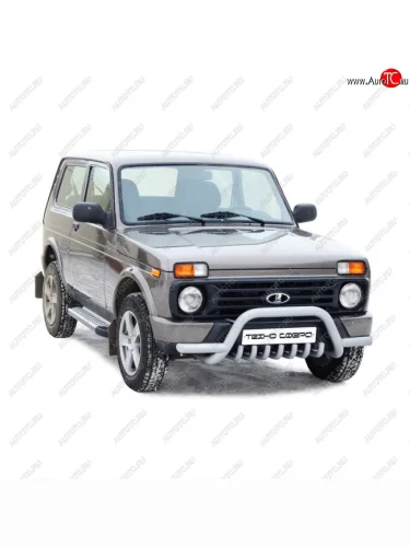 Защита переда с усами с дополнительной защитой двигателя Акула, d63,5, Техно Сфера Лада ВАЗ нива 4х4 ( 2131,  2121,  2121 (Legend)) (2014-2025) Урбан 3 дв. дорестайлинг, Урбан 5 дв. дорестайлинг, Урбан, Урбан 5 дв. рестайлинг, (Legend) 5 дв. 2-ой рестайлинг, 3 дв. 2-ой рестайлинг