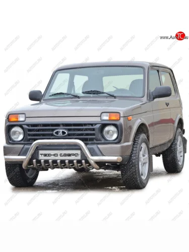 Защита переда с усами с дополнительной защитой двигателя Акула d63,5,Техно Сфера (Нержавейка) Лада ВАЗ нива 4х4 ( 2131,  2121,  2121 (Legend)) (2014-2025) Урбан 3 дв. дорестайлинг, Урбан 5 дв. дорестайлинг, Урбан, Урбан 5 дв. рестайлинг, (Legend) 5 дв. 2-ой рестайлинг, 3 дв. 2-ой рестайлинг