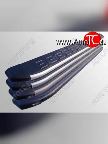 Алюминиевые порожки для ног с пластиковой накладкой TCC Tюнинг Audi Q5 8R дорестайлинг (2008-2012) (карбон серебро)