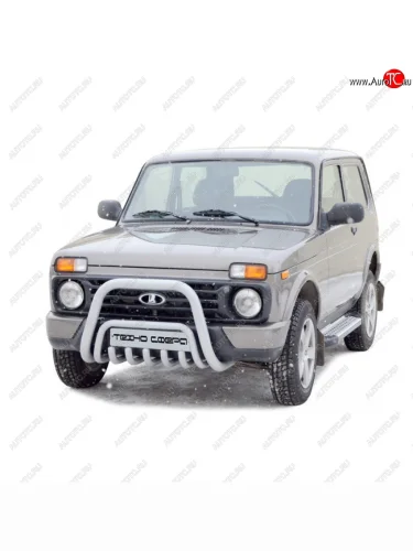 Защита переда с дополнительной защитой двигателя нержавейка низкая d63,5, Техно Сфера (Нержавейка) Лада ВАЗ нива 4х4 ( 2131,  2121,  2121 (Legend)) (2014-2025) Урбан 3 дв. дорестайлинг, Урбан 5 дв. дорестайлинг, Урбан, Урбан 5 дв. рестайлинг, (Legend) 5 дв. 2-ой рестайлинг, 3 дв. 2-ой рестайлинг