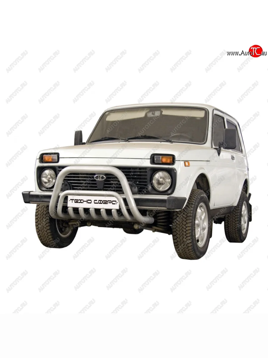Защита переда низкая, d63,5, Техно Сфера Лада ВАЗ нива 4х4 2131 Урбан 3 дв. дорестайлинг (2014-2019) (Белая)  с доставкой в г. Керчь
