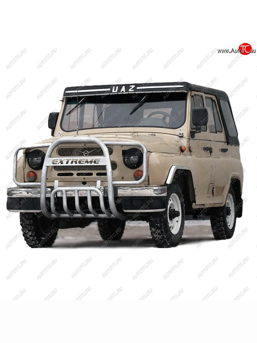 Защита переда с ушами, Техно Сфера Уаз 315195 Хантер (2003-2025) (Белая)  в Самаре Самарской области