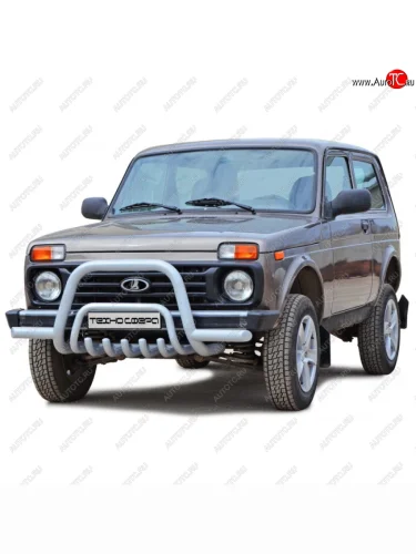 Защита переда с усами (низкая) с полимерным покрытием d63,5, Техно Сфера Лада ВАЗ нива 4х4  2131 (1993-2025) 5 дв. дорестайлинг, Урбан 3 дв. дорестайлинг, Урбан 5 дв. дорестайлинг, 5 дв. 1-ый рестайлинг, Урбан 5 дв. рестайлинг, (Legend) 5 дв. 2-ой рестайлинг