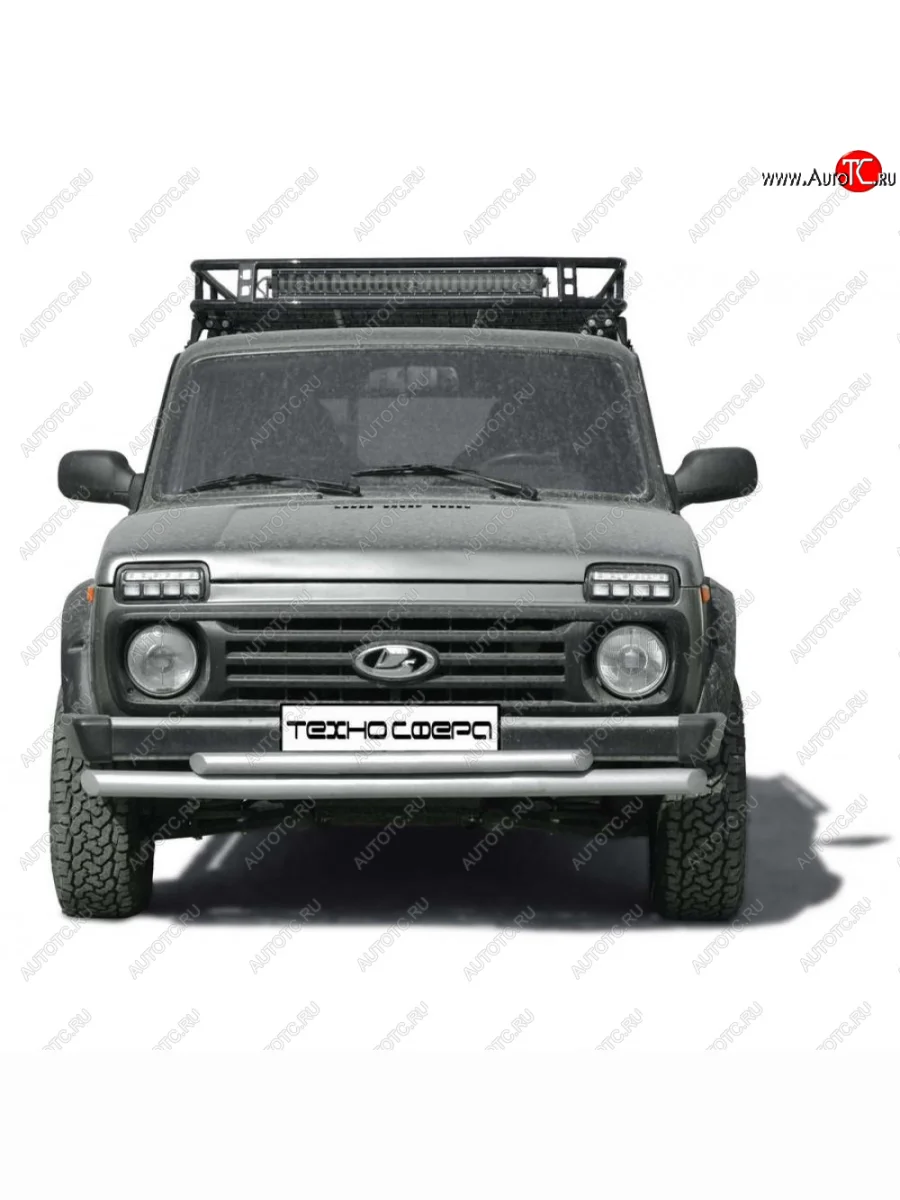 Защита переда нержавейка труба двойная без коробочек, Техно Сфера Лада ВАЗ нива 4х4 2131 Урбан 3 дв. дорестайлинг (2014-2019) (нержавейка)  с доставкой в г. Керчь