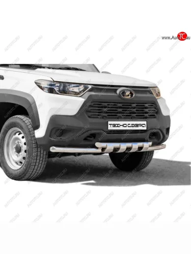 Защита переда труба двойная люкс нержавейка d51, Техно Сфера (Нержавейка) Лада ВАЗ Нива Трэвел (2021-2025) (212300-80)