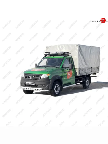 Защита переда труба двойная нержавейка d63,5, Техно Сфера (Нержавейка) Уаз Профи  23602 (2017-2025) бортовой грузовик 2 дв., бортовой грузовик 4 дв.