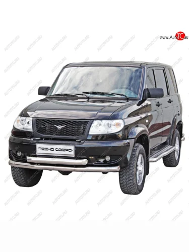 Защита переда труба двойная с полимерным покрытием d63,5, Техно Сфера Уаз Профи  23602 (2017-2025) бортовой грузовик 2 дв., бортовой грузовик 4 дв.