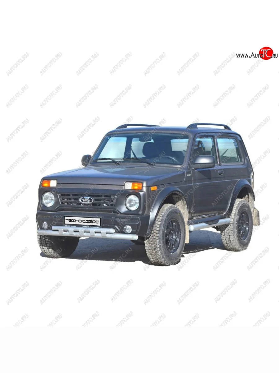 Защита переда труба двойная, Техно Сфера Лада ВАЗ нива 4х4 2121 Бронто 3 дв. 1-ый рестайлинг (2017-2019) (Нержавейка)  в Керчи Республика Крым