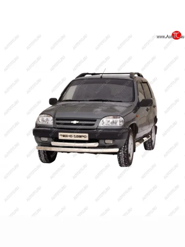  Защита переда труба двойная нержавейка d63.5, Техно Сфера (Нержавейка) Лада ВАЗ 2123 (Нива Шевроле) (2002-2021) дорестайлинг, 1 рестайлинг, 2 рестайлинг