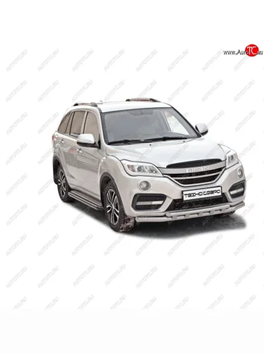 Защита переда труба двойная нержавейка d63.5, Техно Сфера (Нержавейка) Lifan X60 (2011-2025) дорестайлинг, 1-ый рестайлинг, 2-ой рестайлинг