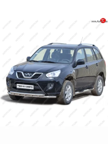 Защита переда труба двойная нержавейка d51, Техно Сфера (Нержавейка) Chery Tiggo T11 (2005-2016) дорестайлинг, рестайлинг