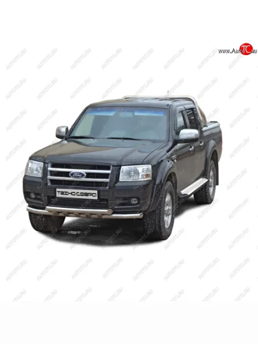 Защита переда труба двойная нержавейка d63.5, Техно Сфера (Нержавейка) Ford Ranger ( DoubleCab,  RapCab) (2003-2023) рестайлинг, дорестайлинг, SuperCab, SuperCrew