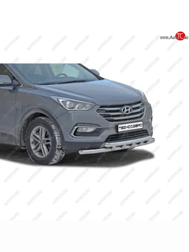 Защита переда труба двойная с полимерным покрытием d63,5, Техно Сфера Hyundai Santa Fe  DM (2015-2019) рестайлинг