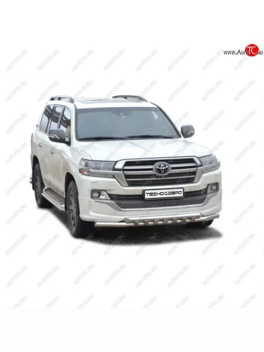 Защита переда труба двойная с полимерным покрытием d63.5, Техно Сфера Toyota Land Cruiser  200 (2015-2021) 2-ой рестайлинг