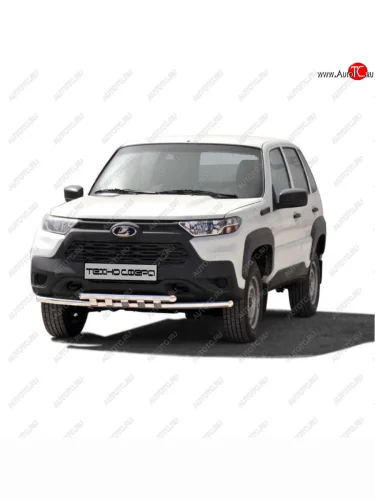 Защита переда труба двойная d51,d63.5, Техно Сфера (Нержавейка) Лада ВАЗ Нива Трэвел (2021-2025) (212300-80)