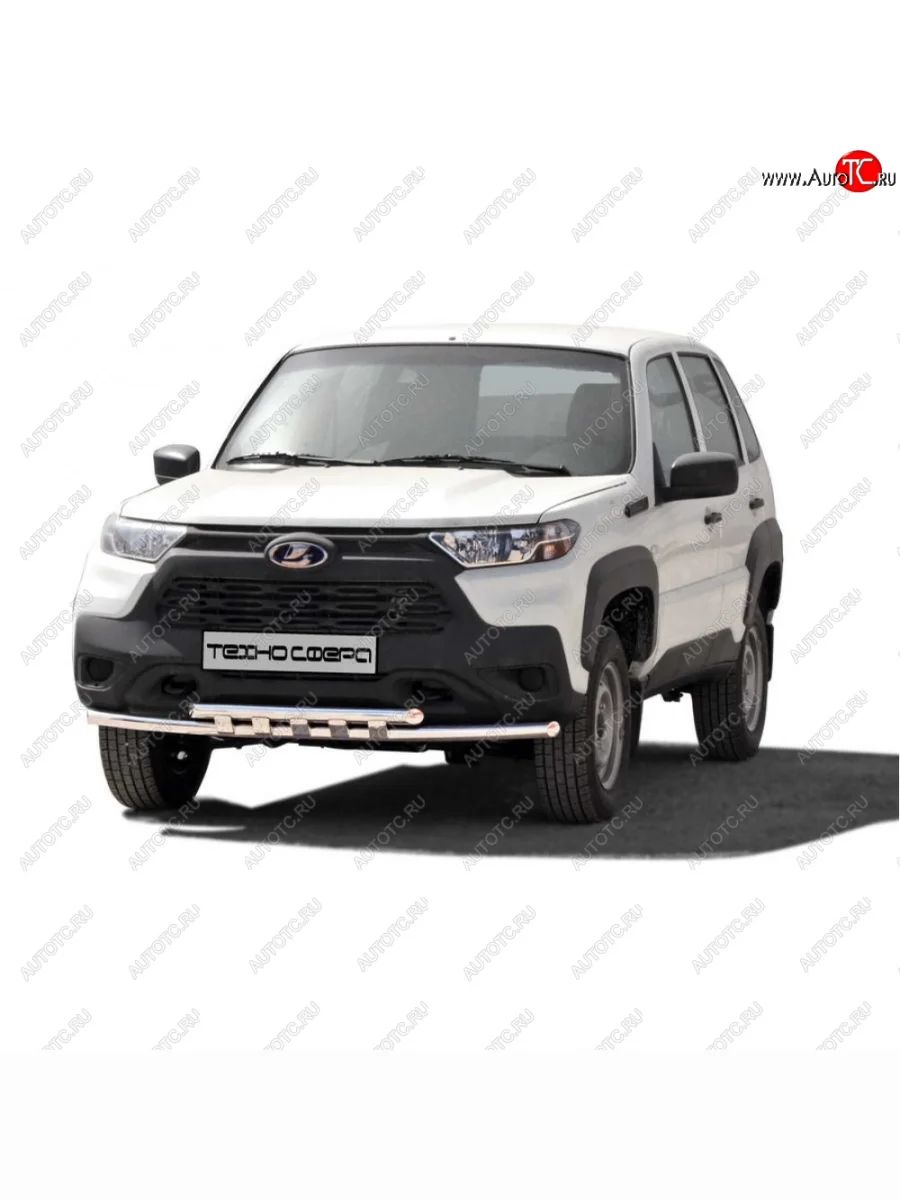 Защита переда труба двойная d51,d63.5, Техно Сфера  Лада ВАЗ Нива Трэвел (2021-2025) (Нержавейка)  с доставкой в г. Керчь