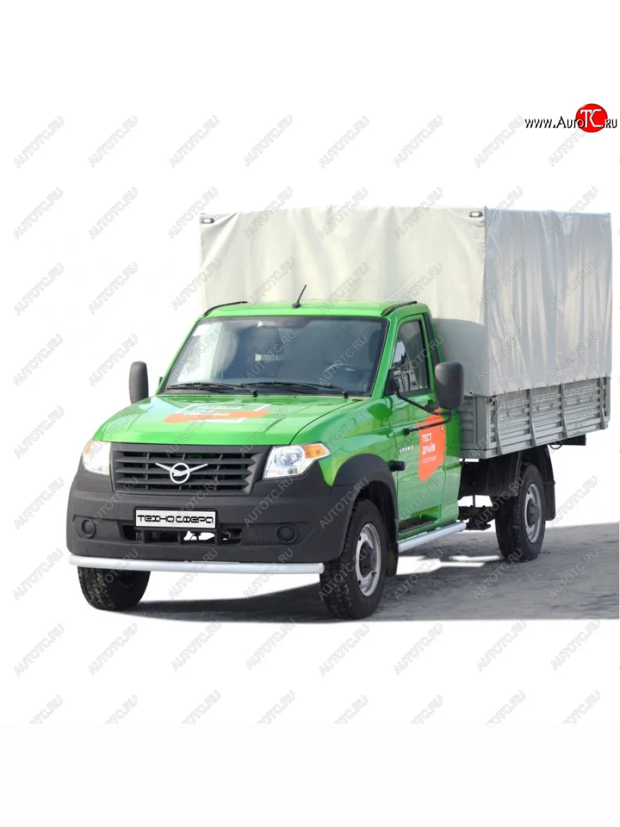  Защита переда труба с полимерным покрытием d63,5, Техно Сфера  Уаз Профи (2017-2025) 23602 (Черный глянец)  с доставкой в г. Керчь